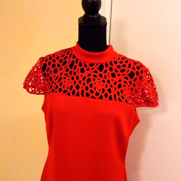 😍❤Premier Amour Designer Boutique Holiday Dress Cap Sleeves Gold Zipper Sz 14 - Picture 2 of 6